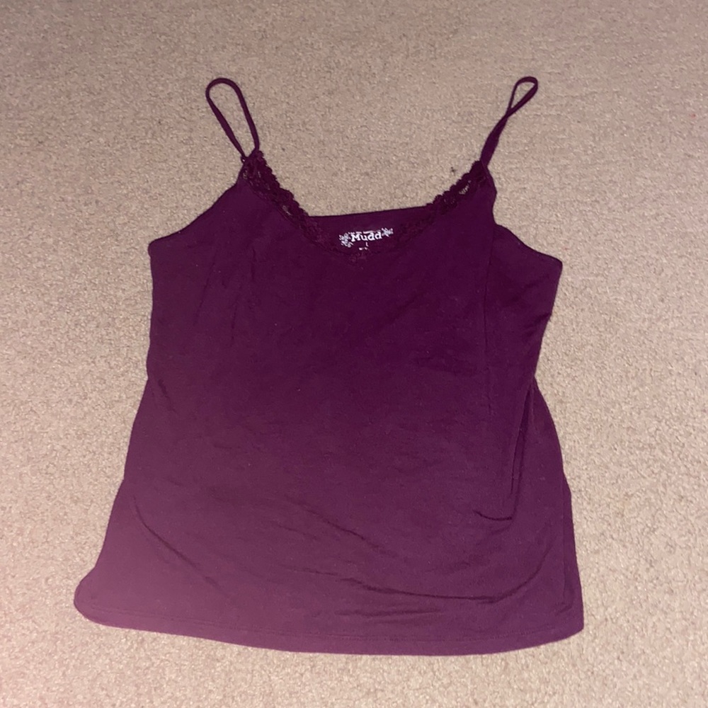 Mudd Large purple vneck tank top with lace